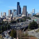 Downtown Seattle and I-5 seen from Rizal Park