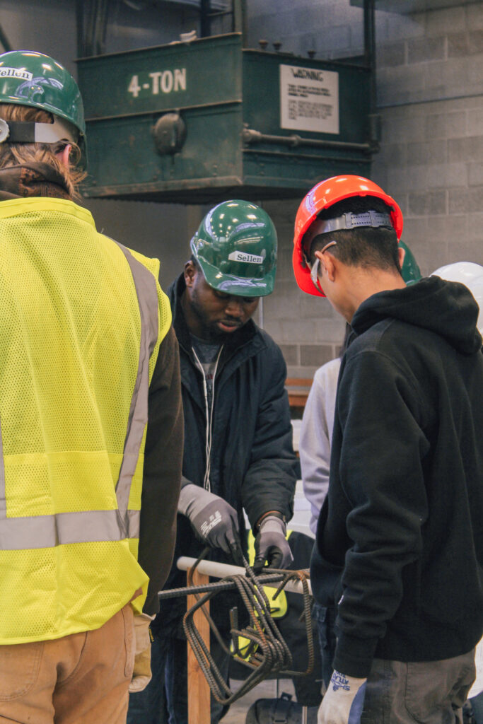 Students working on rebar